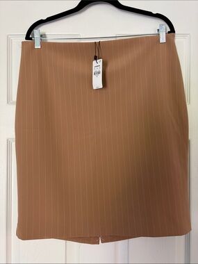Express Camel Pinstripe Pencil Skirt